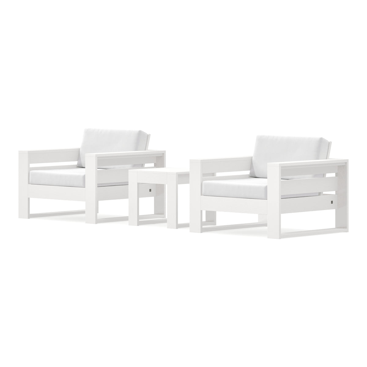 POLYWOOD PW Designer Series Latitude 3-Piece Lounge Chair Set in Vintage White / Natural
