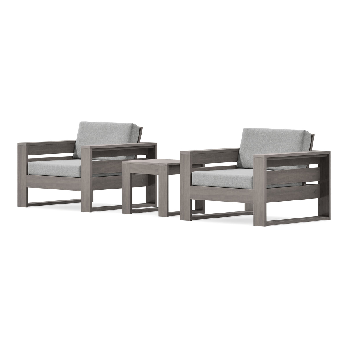 POLYWOOD PW Designer Series Latitude 3-Piece Lounge Chair Set in Driftwood / Grey Mist
