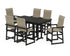 POLYWOOD EDGE Woven Highback Arm Chair 7-Piece Farmhouse Counter Set in Black / Dune Grass