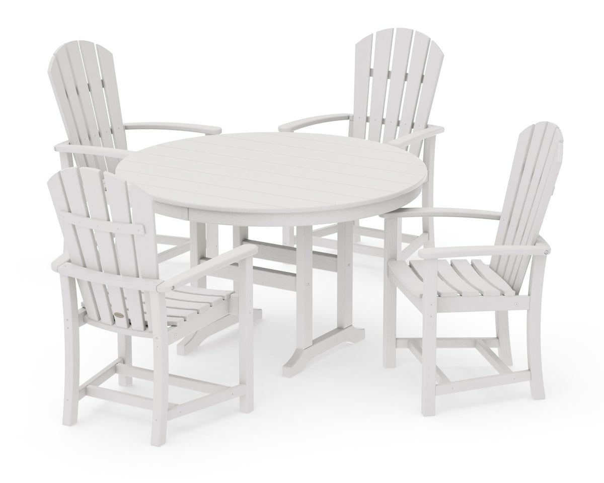 POLYWOOD Palm Coast 5-Piece Round Farmhouse Dining Set in Vintage White
