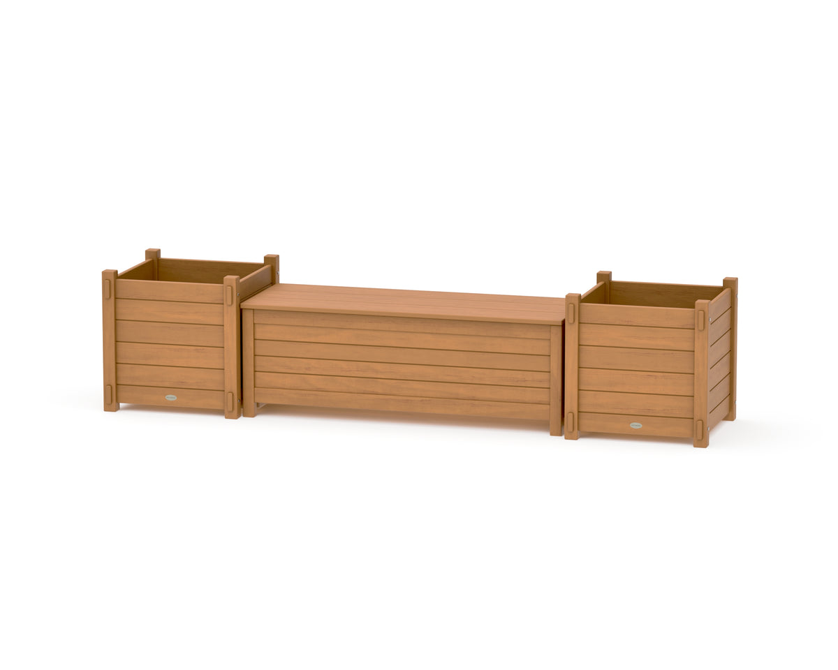 POLYWOOD 48" Nautical Straight Planter Storage Bench Set - Large in Natural