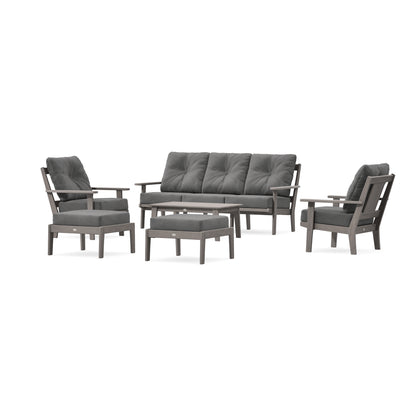POLYWOOD Prairie 6-Piece Lounge Sofa Set in Driftwood