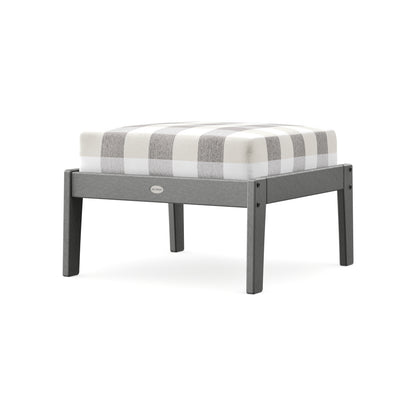 POLYWOOD Lakeside Deep Seating Ottoman in Slate Grey / Buffalo Plaid Grey Mist