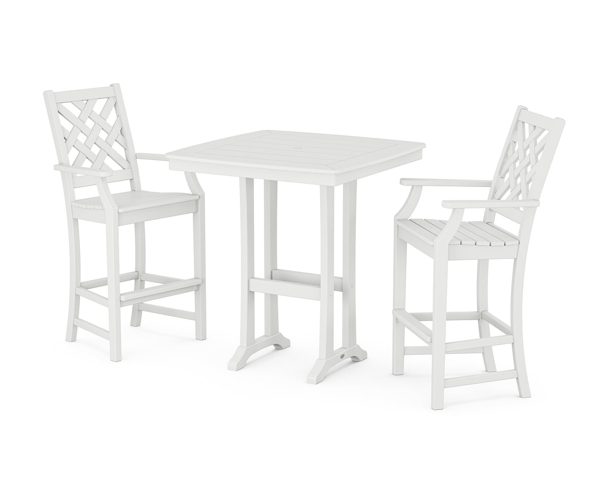 POLYWOOD Country Living Wovendale 3-Piece Bar Set in White