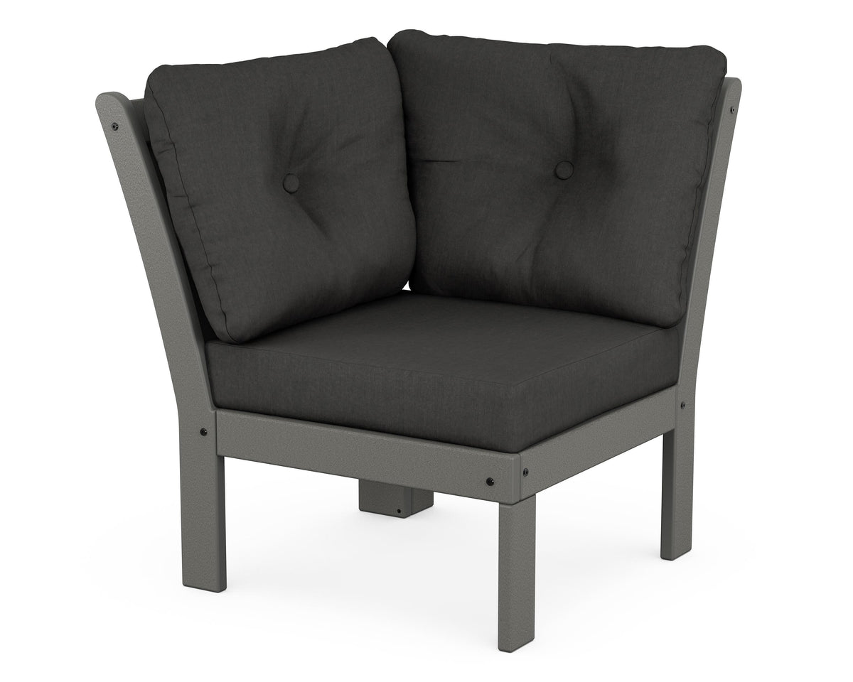 POLYWOOD Vineyard Modular Corner Chair in Slate Grey / Spectrum Carbon
