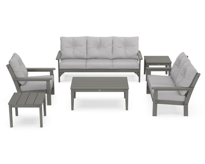 POLYWOOD Vineyard 6-Piece Deep Seating Set in Slate Grey / Granite