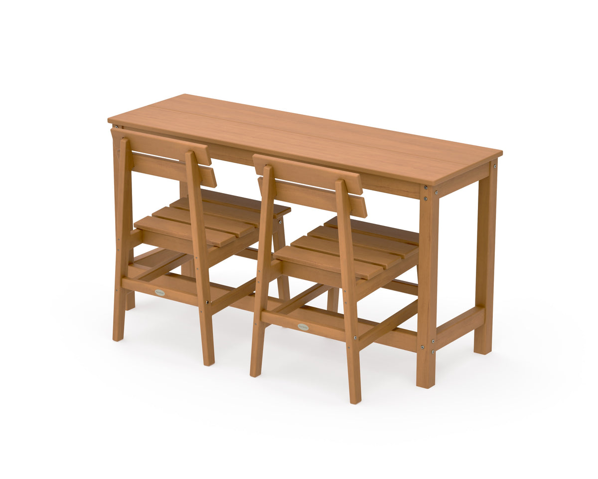POLYWOOD Modern Studio Plaza Chair 3-Piece Balcony Set in Natural