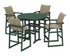 POLYWOOD EDGE Woven 5-Piece Round Farmhouse Bar Set in Green / Dune Grass
