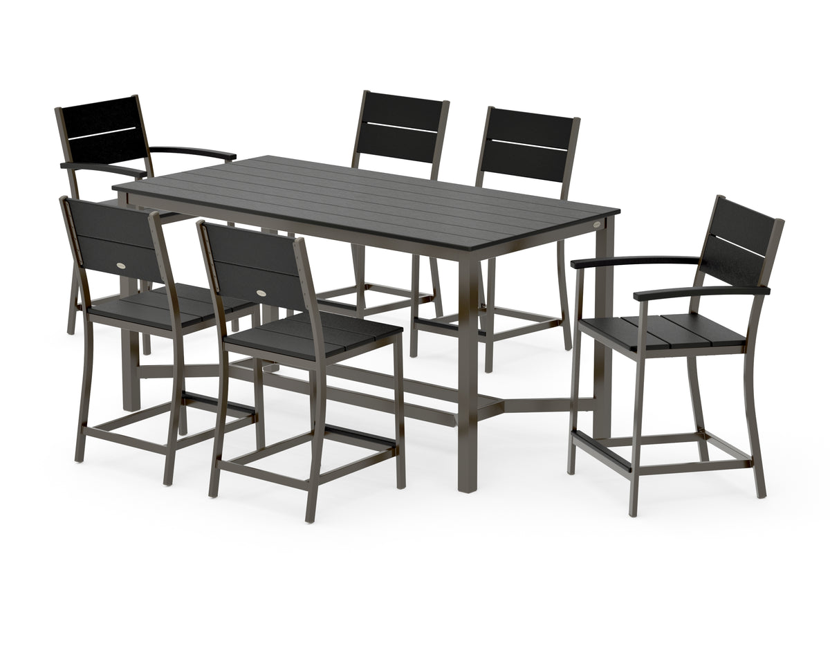 POLYWOOD Main Street 7-Piece Counter Set in Bronze / Black