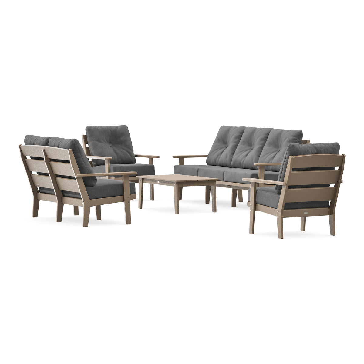 POLYWOOD Lakeside 5-Piece Lounge Sofa Set in Vintage Sahara
