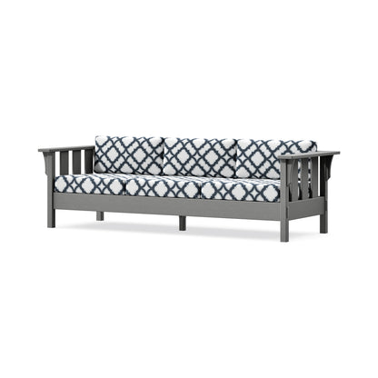 POLYWOOD Acadia Deep Seating Sofa in Slate Grey / Trellis Marine Indigo
