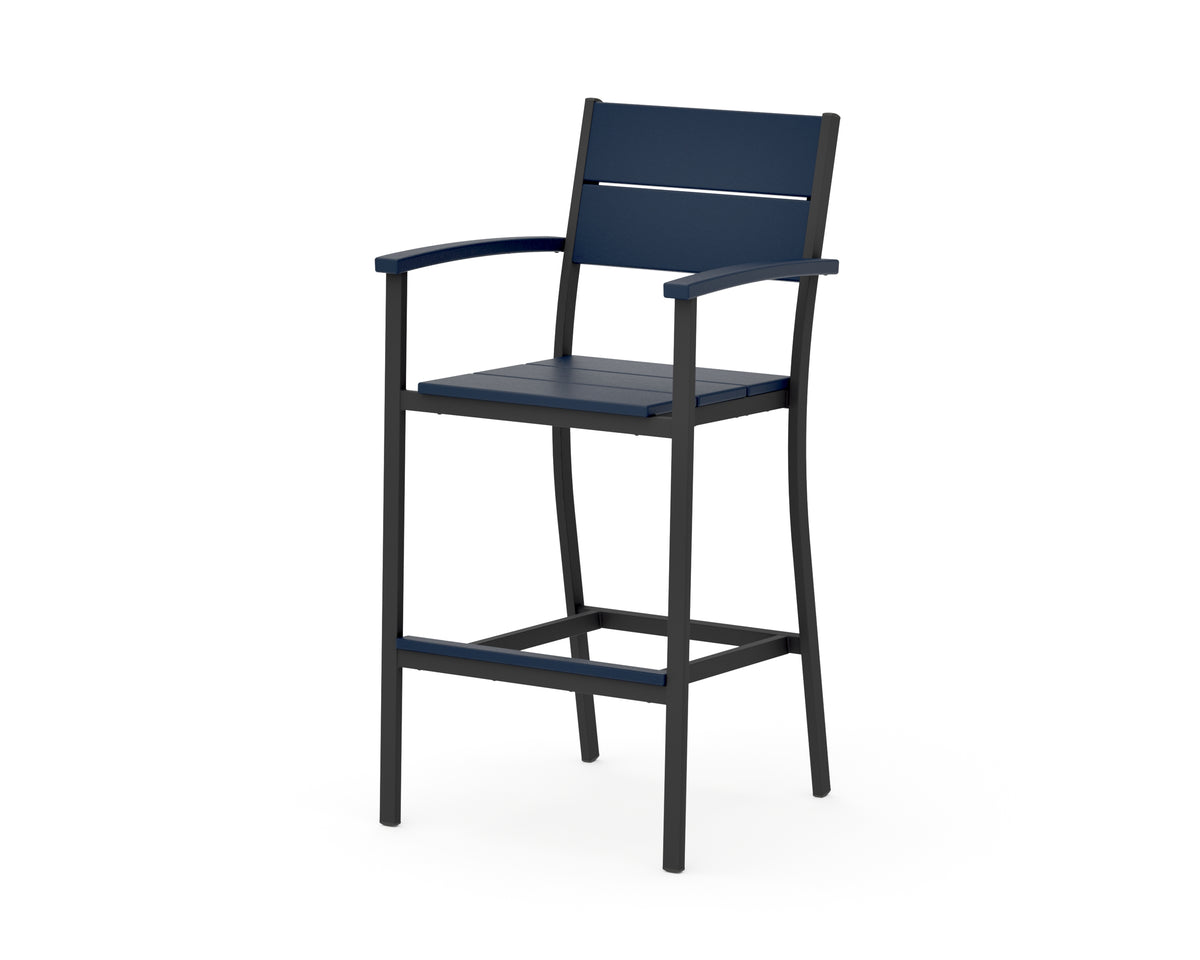 POLYWOOD Main Street Bar Arm Chair in Black / Navy