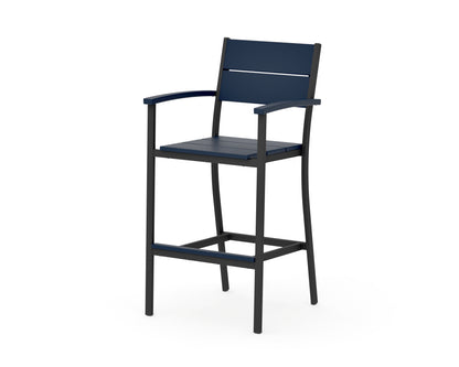 POLYWOOD Main Street Bar Arm Chair in Black / Navy