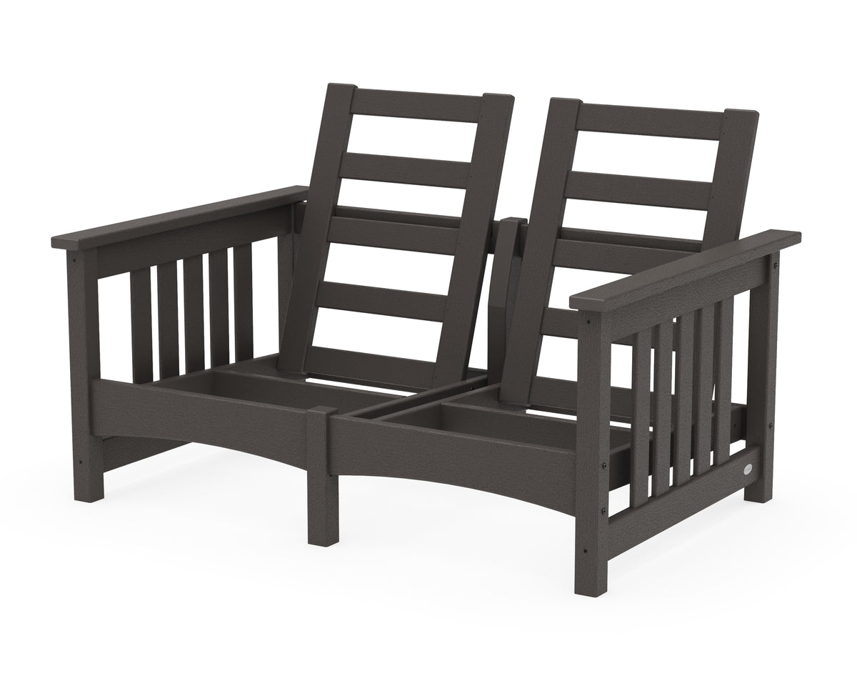 POLYWOOD Club Mission Loveseat Frame in Vintage Coffee