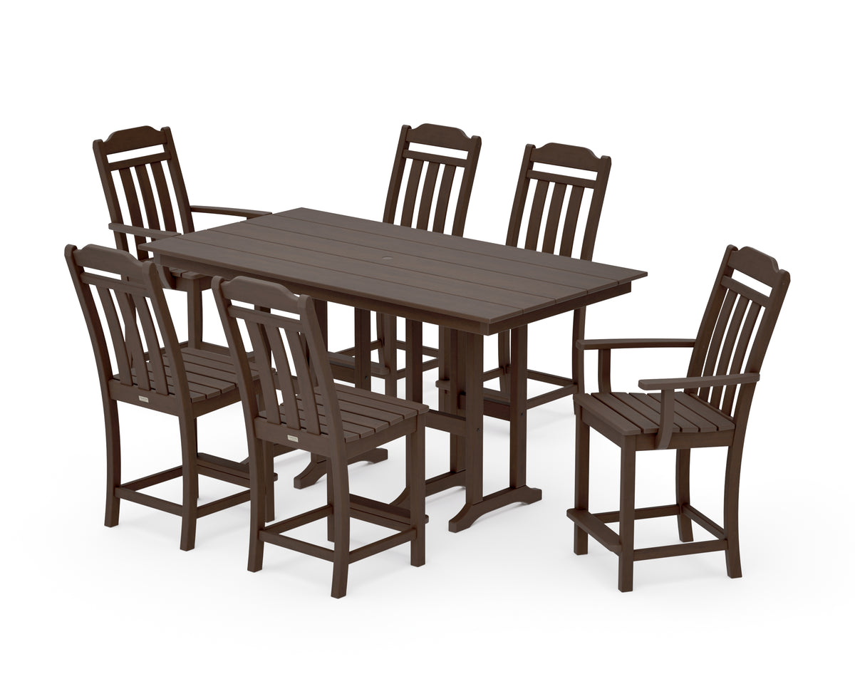 POLYWOOD Country Living Cottage 7-Piece Farmhouse Counter Set in Kona