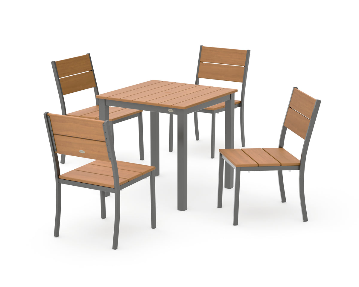 POLYWOOD Main Street 5-Piece Square Dining Set- Small in Charcoal / Natural