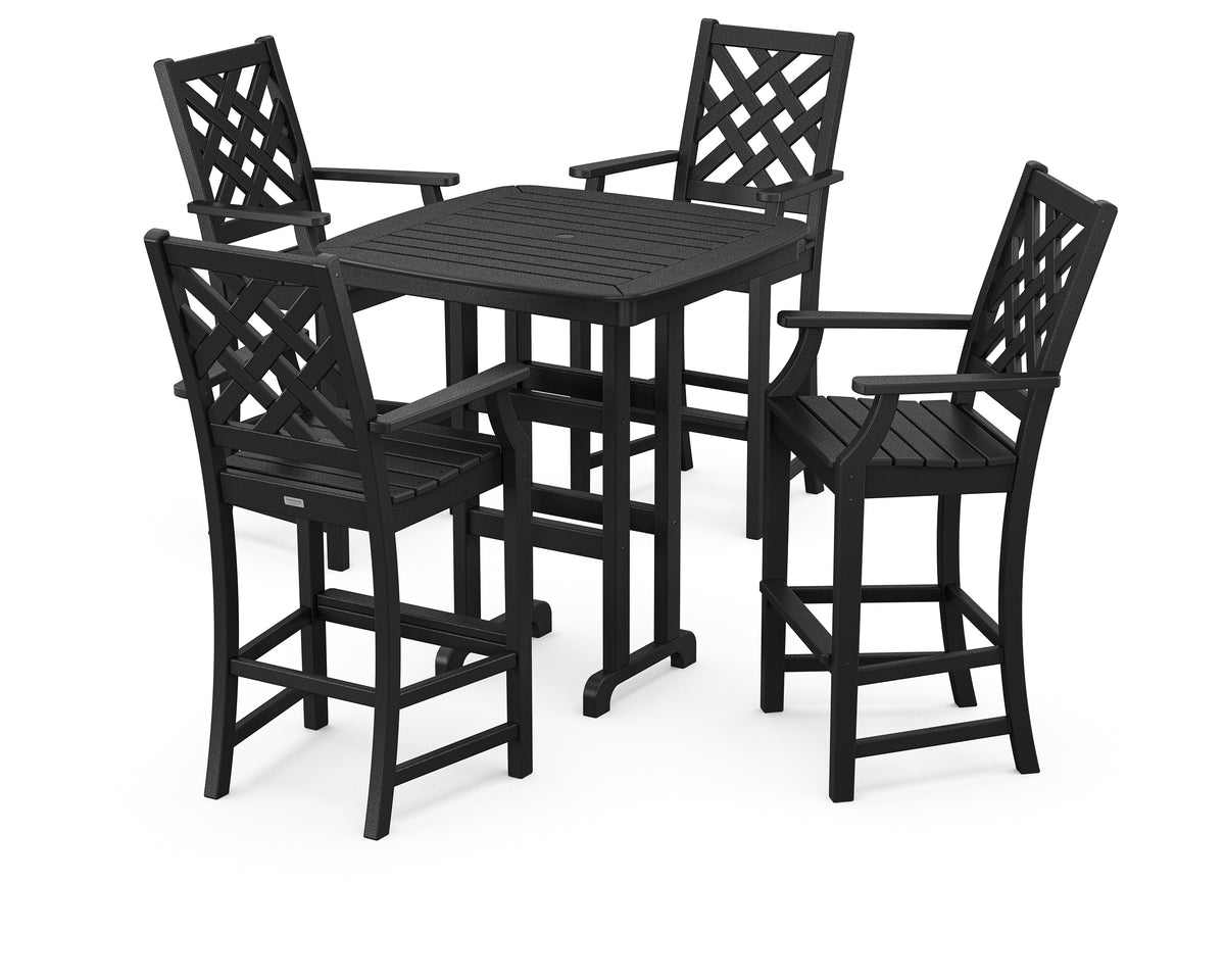 POLYWOOD Country Living Wovendale 5-Piece Bar Set in Black