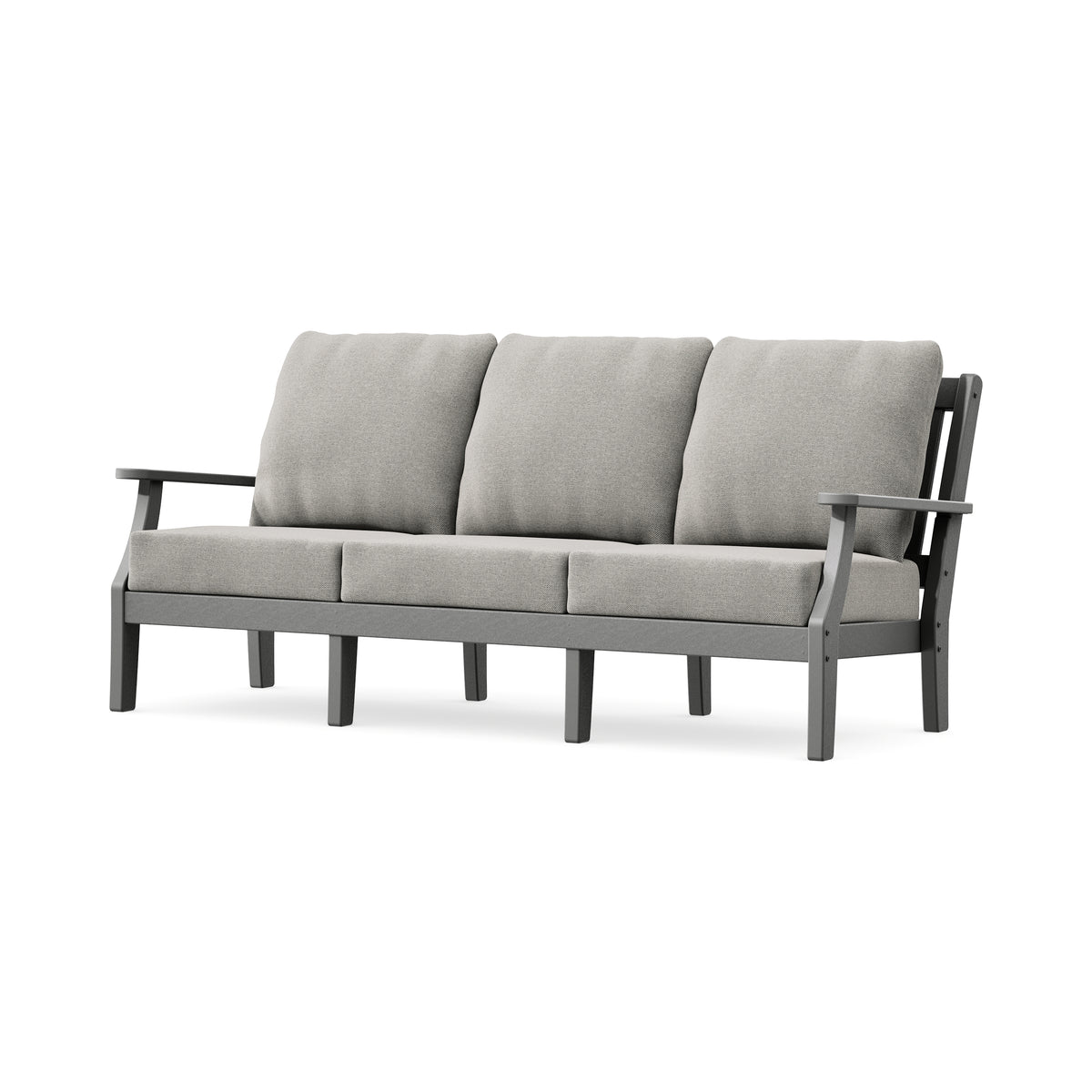 POLYWOOD Chinoiserie Deep Seating Sofa in Slate Grey / Weathered Tweed