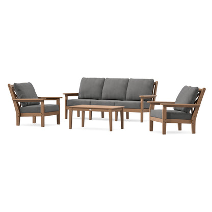 POLYWOOD Chippendale 4-Piece Deep Seating Set with Sofa in Teak