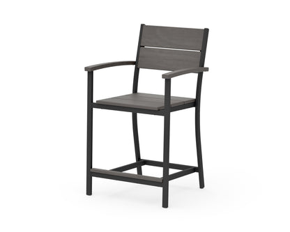 POLYWOOD Main Street Counter Arm Chair in Black / Driftwood