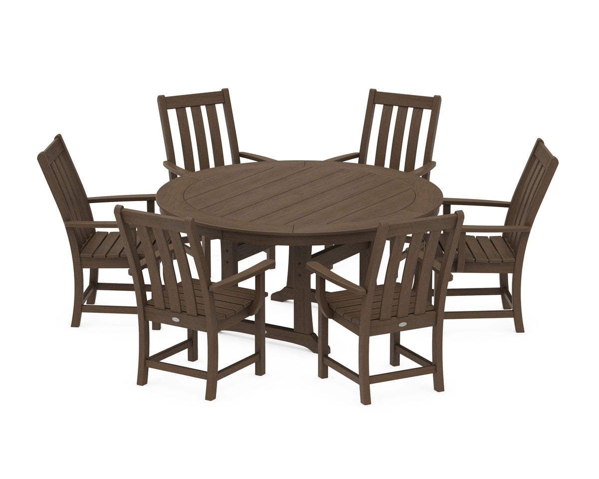 POLYWOOD Vineyard 7-Piece Arm Chair Round Dining Set in Kona
