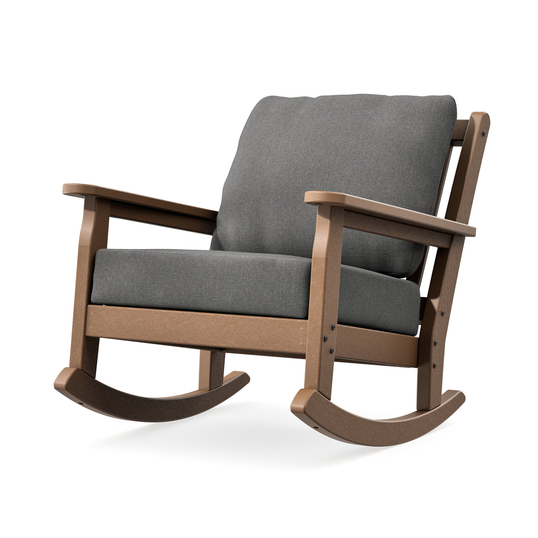 POLYWOOD Chippendale Deep Seating Rocking Chair in Teak / Ash Charcoal