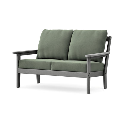 POLYWOOD Cottage Deep Seating Loveseat in Slate Grey / Cast Sage