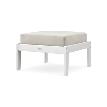 POLYWOOD Braxton Deep Seating Ottoman in White / Blend Linen