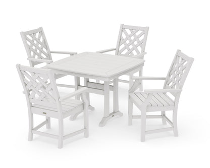 POLYWOOD Wovendale 5-Piece Dining Set with Trestle Legs in Vintage White