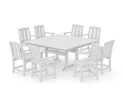 POLYWOOD Mission 9-Piece Square Dining Set with Trestle Legs in Vintage White