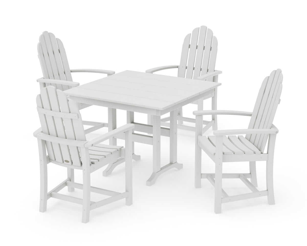 POLYWOOD Classic Adirondack 5-Piece Farmhouse Dining Set in Vintage White