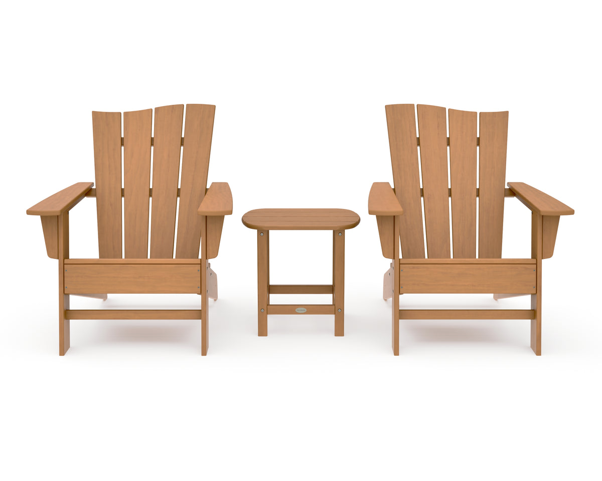 POLYWOOD Wave 3-Piece Adirondack Chair Set in Natural