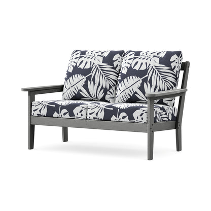 POLYWOOD Cottage Deep Seating Loveseat in Slate Grey / Leaf Navy