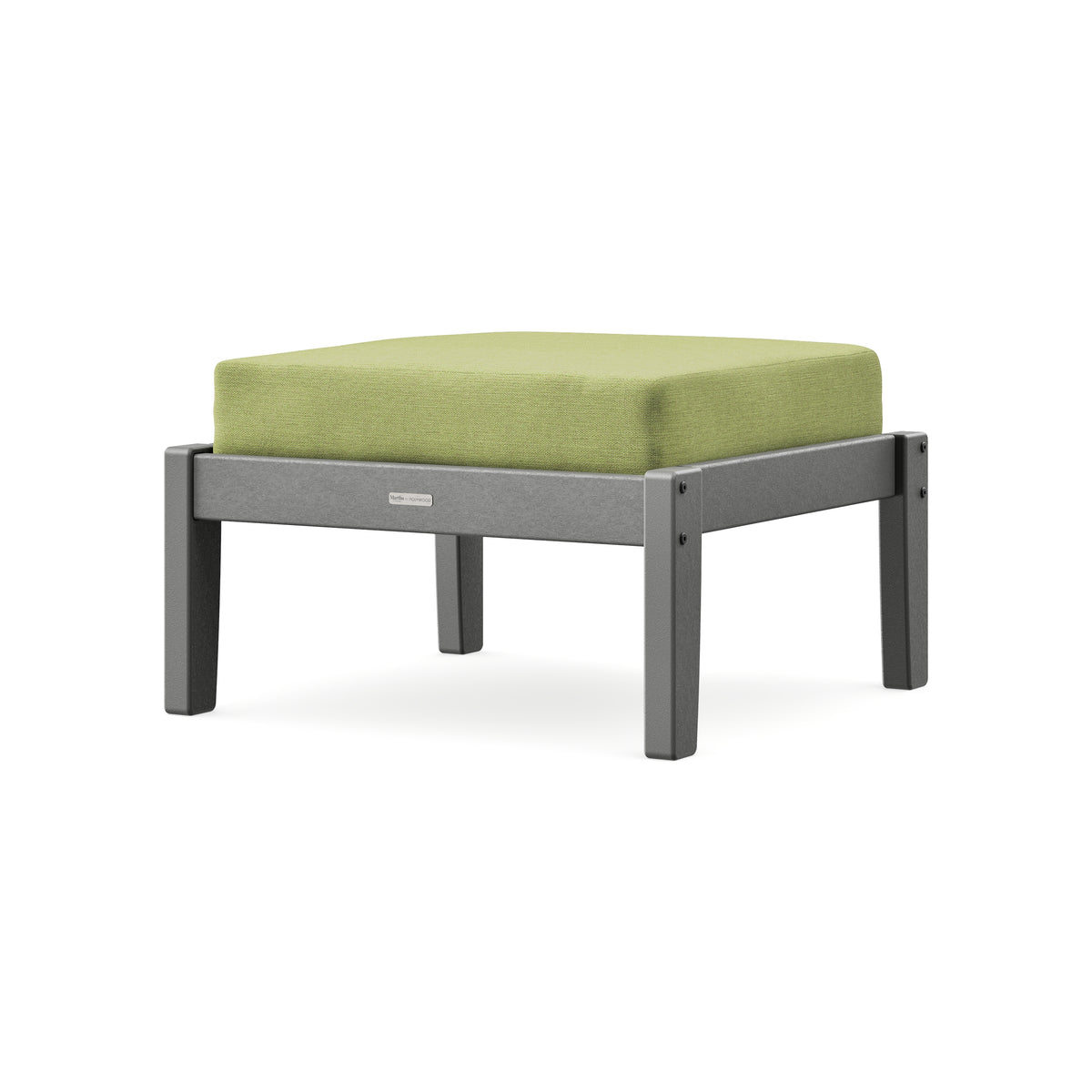 POLYWOOD Chinoiserie Deep Seating Ottoman in Slate Grey / Chartreuse Boucle