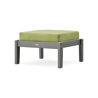 POLYWOOD Chinoiserie Deep Seating Ottoman in Slate Grey / Chartreuse Boucle