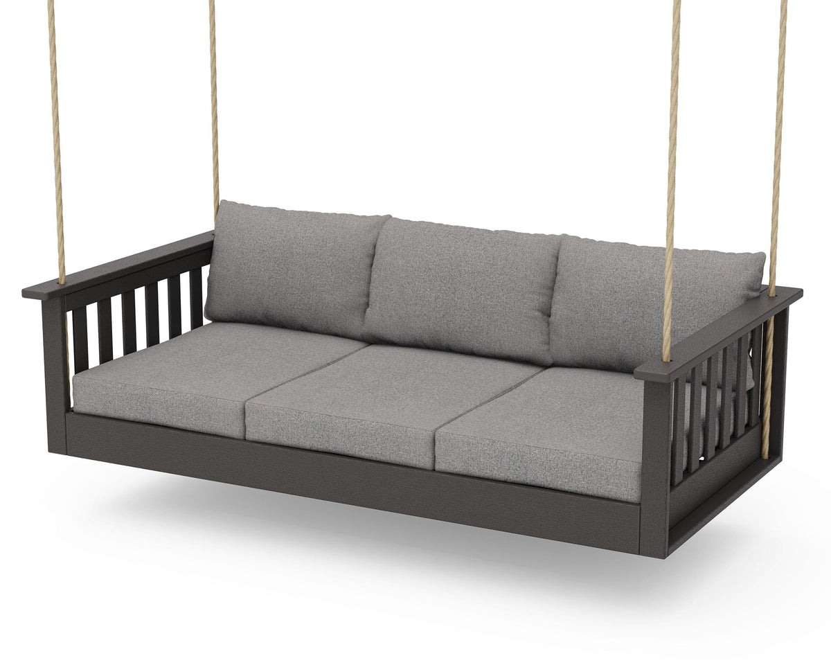 POLYWOOD Vineyard Daybed Swing in Vintage Coffee / Grey Mist
