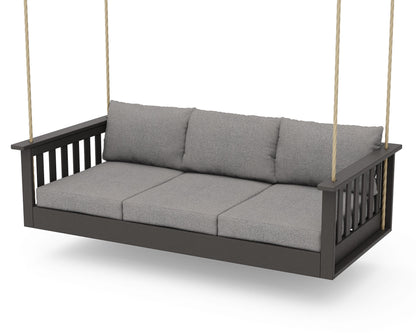 POLYWOOD Vineyard Daybed Swing in Vintage Coffee / Grey Mist