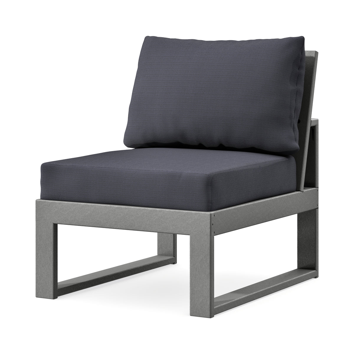 POLYWOOD Modular Armless Chair in Slate Grey / Midnight Linen