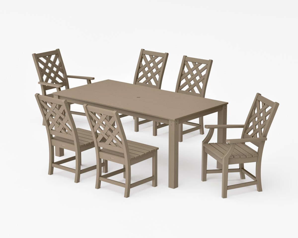POLYWOOD Wovendale 7-Piece Parsons Dining Set in Vintage Sahara