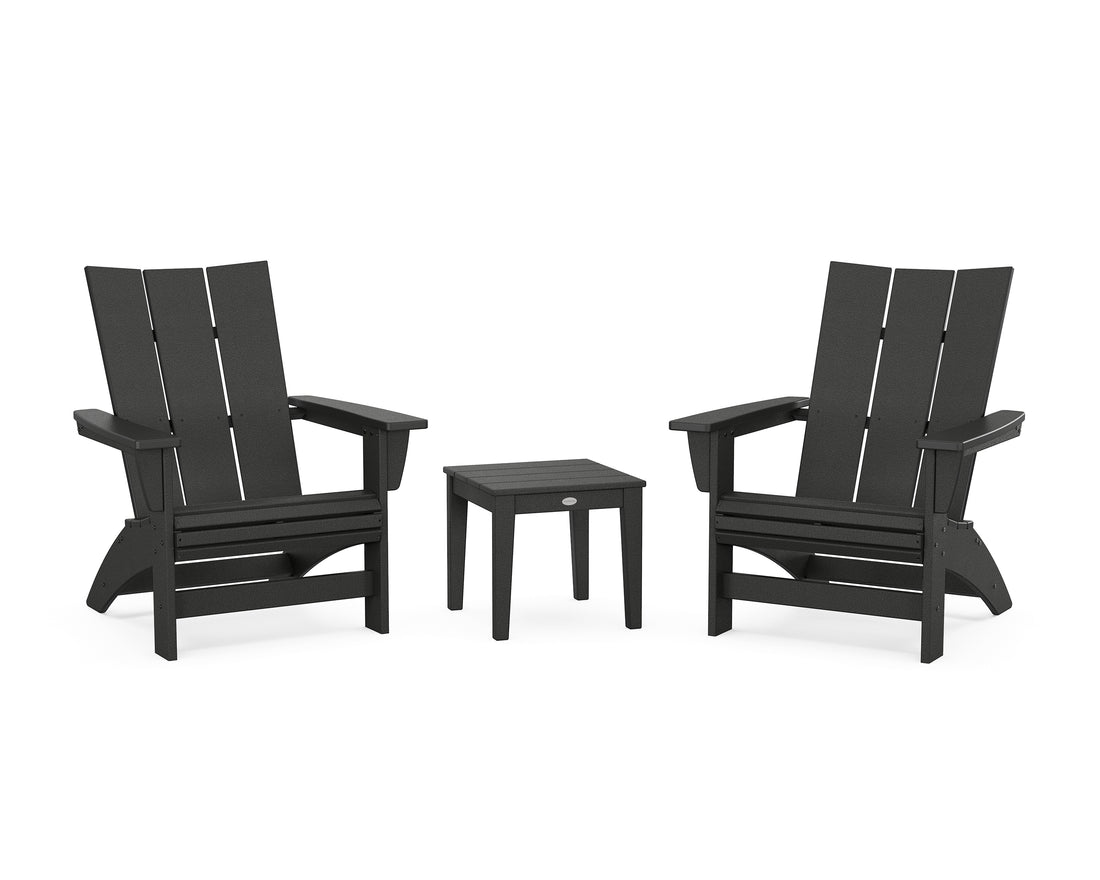 POLYWOOD 3-Piece Modern Grand Adirondack Set in Black