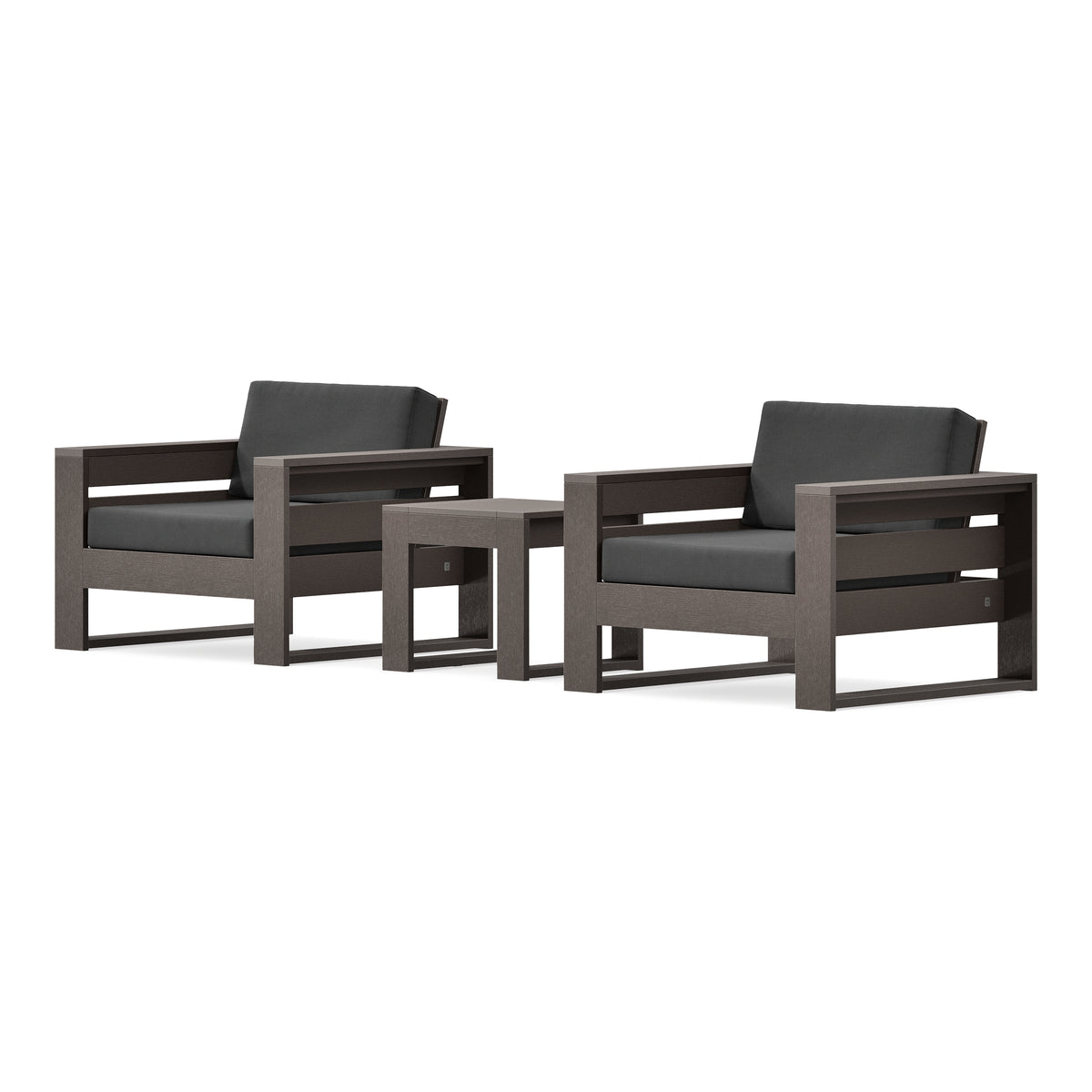 POLYWOOD PW Designer Series Latitude 3-Piece Lounge Chair Set in Vintage Coffee / Spectrum Carbon