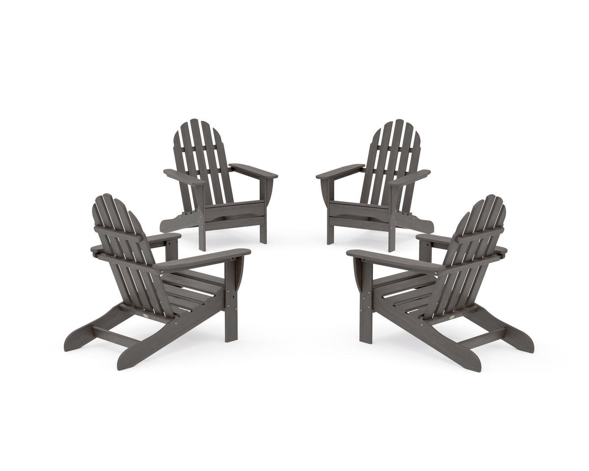 POLYWOOD 4-Piece Classic Adirondack Conversation Set in Driftwood