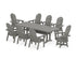 POLYWOOD Vineyard 9-Piece Curveback Adirondack Swivel Farmhouse Dining Set with Trestle Legs in Slate Grey