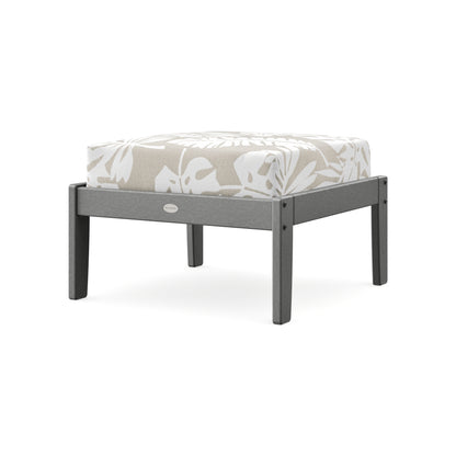 POLYWOOD Braxton Deep Seating Ottoman in Slate Grey / Leaf Dune Burlap