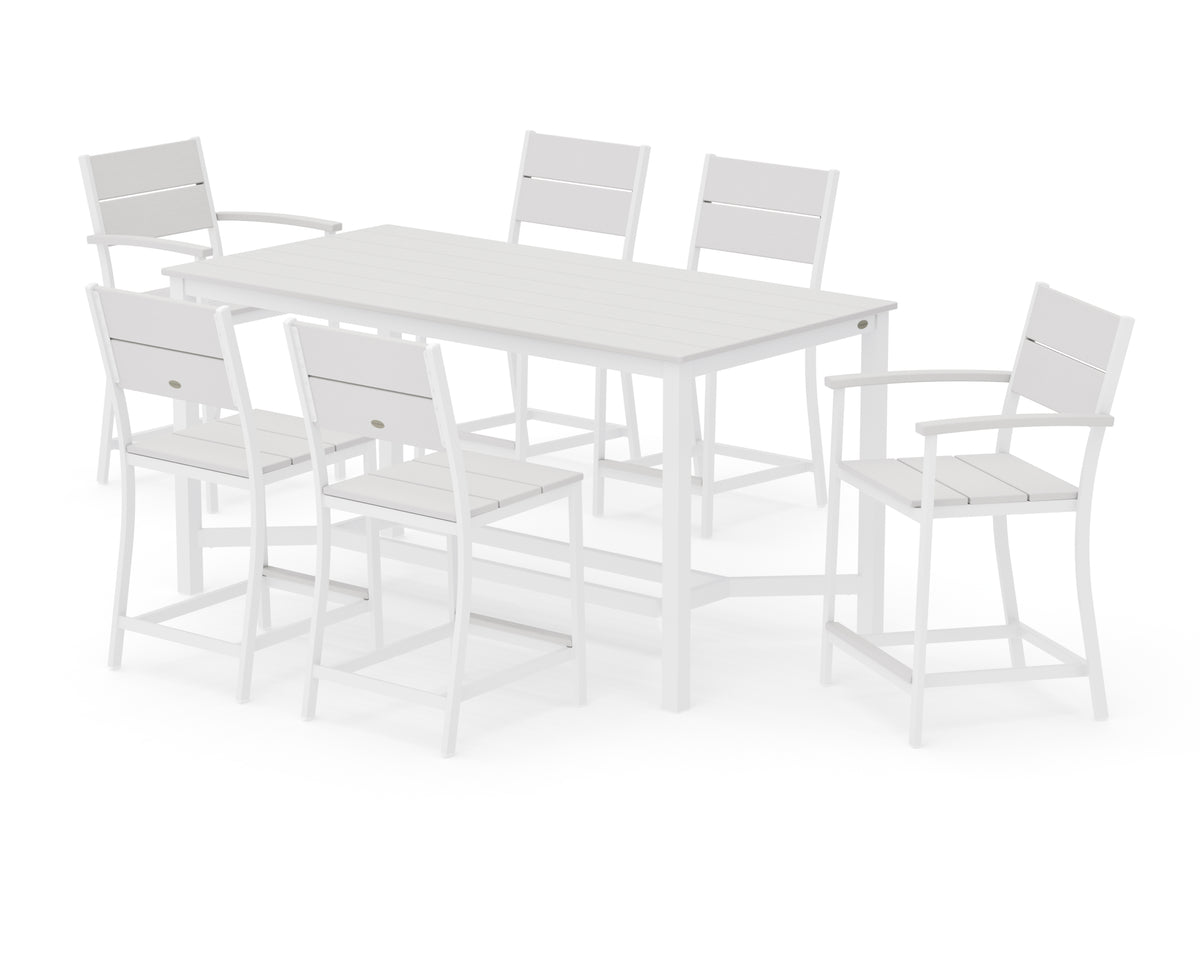 POLYWOOD Main Street 7-Piece Counter Set in White / Vintage White