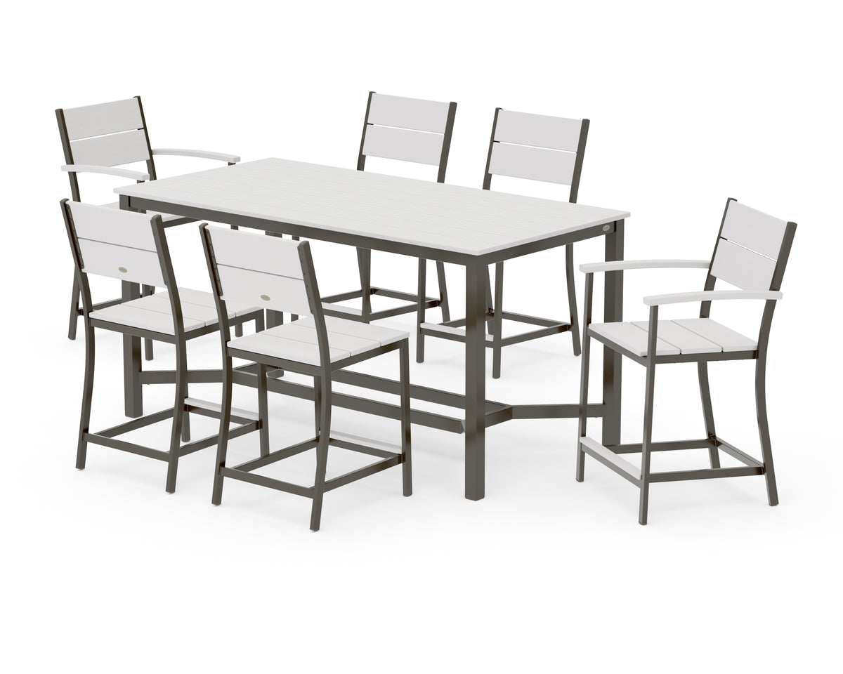 POLYWOOD Main Street 7-Piece Counter Set in Bronze / Vintage White