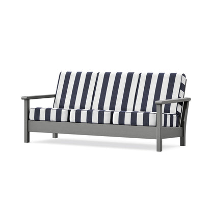 POLYWOOD Harbour Deep Seating Sofa in Slate Grey / Cabana Stripe Navy