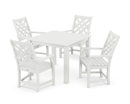 POLYWOOD Wovendale 5-Piece Parsons Dining Set in White
