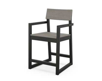 POLYWOOD EDGE Counter Arm Chair in Black / Driftwood