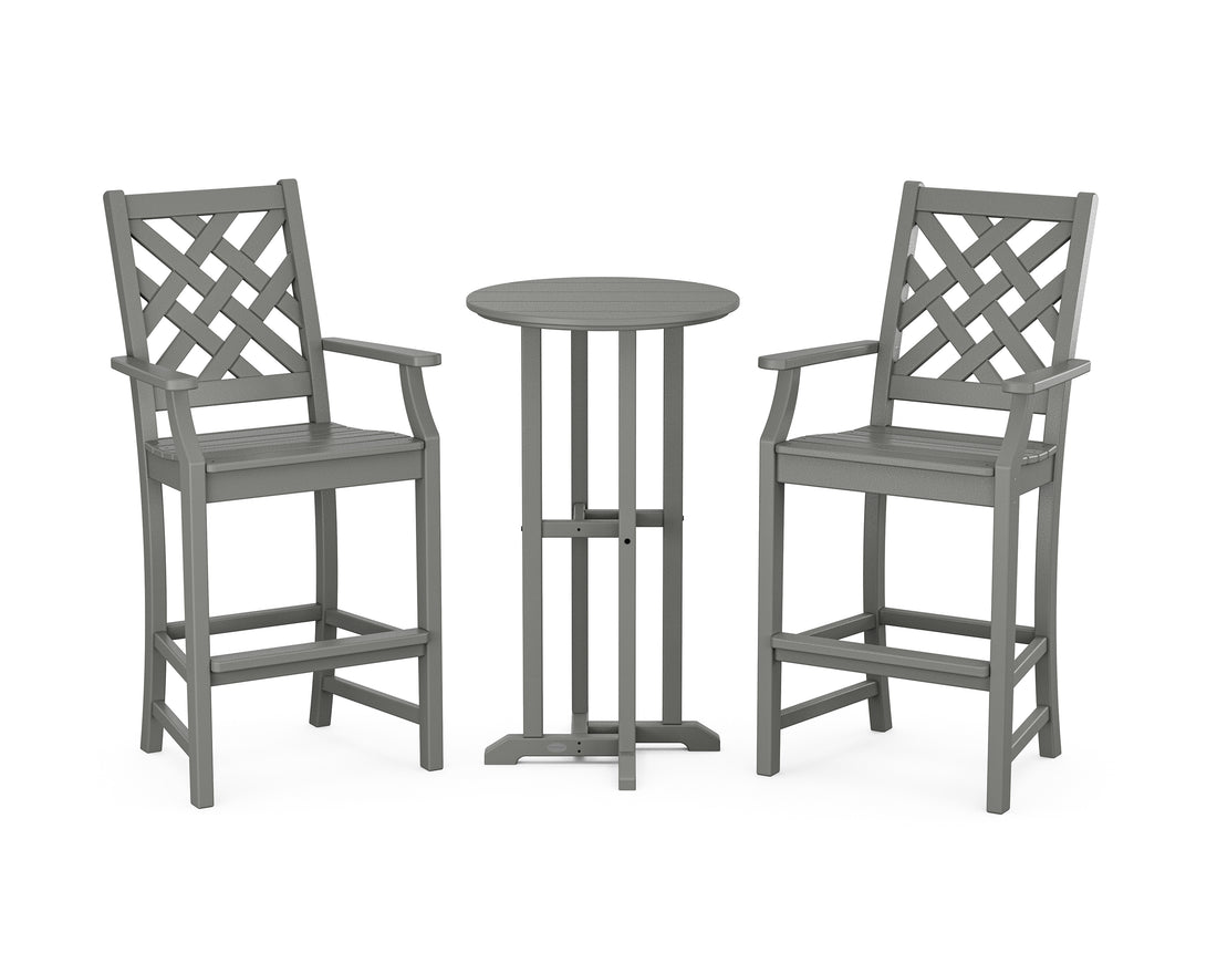POLYWOOD Country Living Wovendale 3-Piece Farmhouse Bar Set in Slate Grey